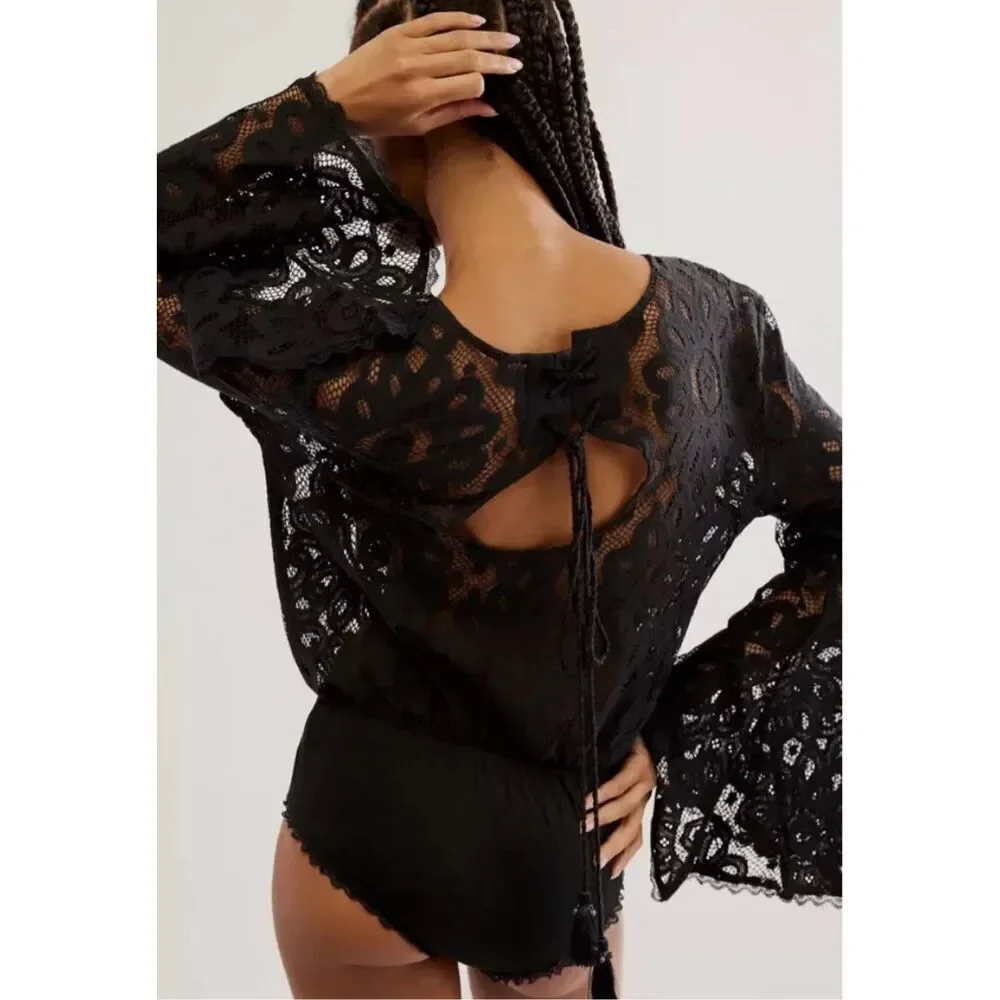Free People Better With Time Bodysuit Black Size XS NWT